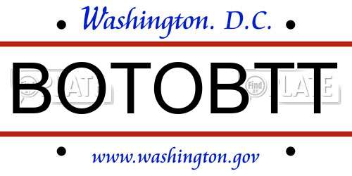 BOTOBTT District Of Columbia License Plate