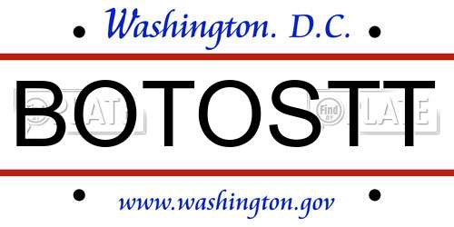 BOTOSTT District Of Columbia License Plate