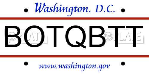 BOTQBTT District Of Columbia License Plate