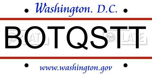 BOTQSTT District Of Columbia License Plate