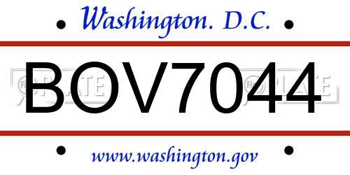 BOV7044 District Of Columbia License Plate