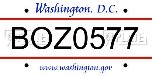 BOZ0577 District Of Columbia License Plate
