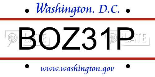 BOZ31P District Of Columbia License Plate