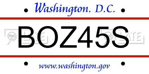 BOZ45S District Of Columbia License Plate
