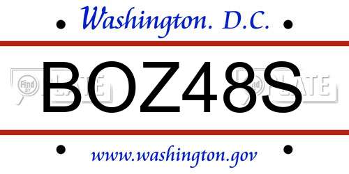 BOZ48S District Of Columbia License Plate