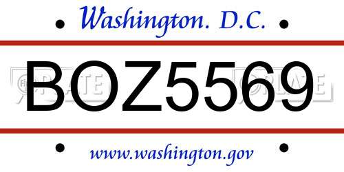 BOZ5569 District Of Columbia License Plate
