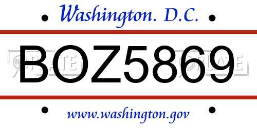 BOZ5869 District Of Columbia License Plate