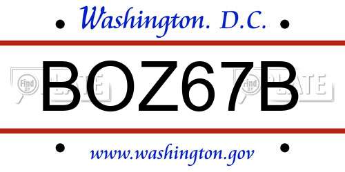 BOZ67B District Of Columbia License Plate