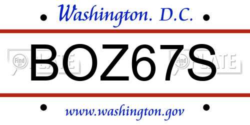 BOZ67S District Of Columbia License Plate