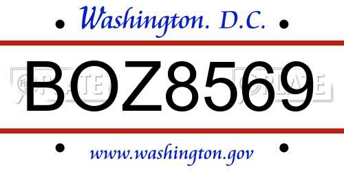 BOZ8569 District Of Columbia License Plate