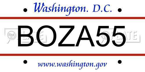 BOZA55 District Of Columbia License Plate