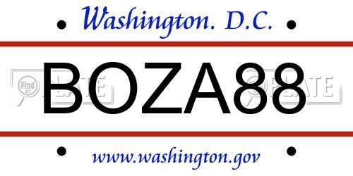 BOZA88 District Of Columbia License Plate