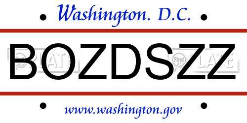 BOZDSZZ District Of Columbia License Plate