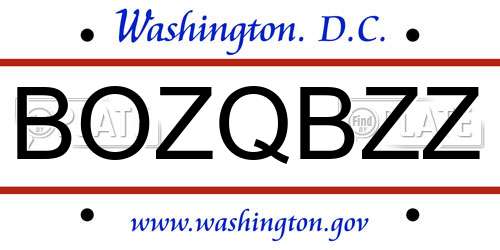 BOZQBZZ District Of Columbia License Plate