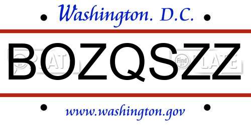 BOZQSZZ District Of Columbia License Plate