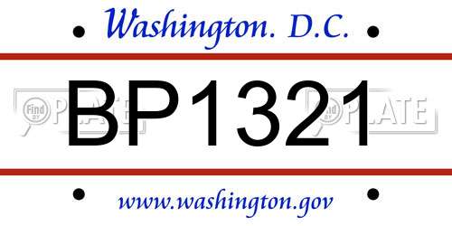 BP1321 District Of Columbia License Plate