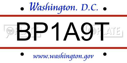 BP1A9T District Of Columbia License Plate