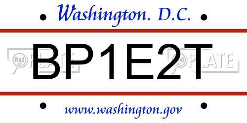 BP1E2T District Of Columbia License Plate