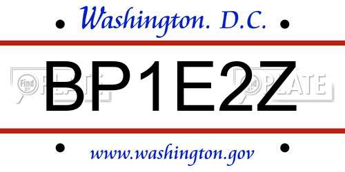 BP1E2Z District Of Columbia License Plate