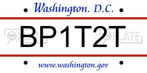 BP1T2T District Of Columbia License Plate