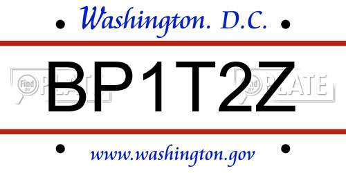 BP1T2Z District Of Columbia License Plate