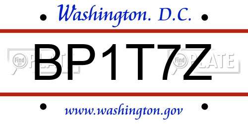 BP1T7Z District Of Columbia License Plate