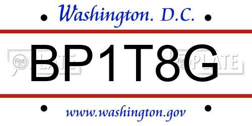 BP1T8G District Of Columbia License Plate