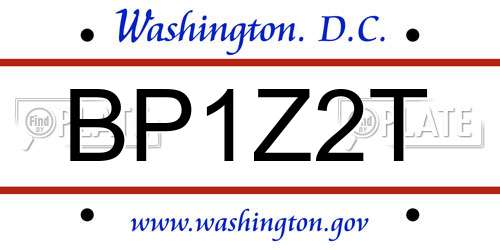 BP1Z2T District Of Columbia License Plate