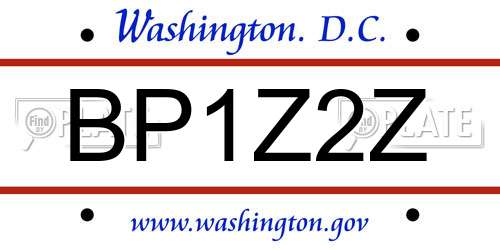 BP1Z2Z District Of Columbia License Plate