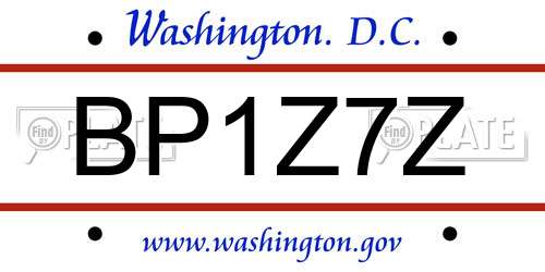 BP1Z7Z District Of Columbia License Plate