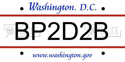 BP2D2B District Of Columbia License Plate