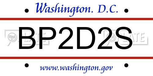 BP2D2S District Of Columbia License Plate