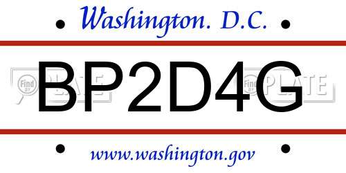 BP2D4G District Of Columbia License Plate