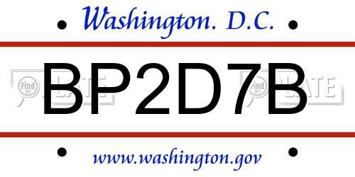 BP2D7B District Of Columbia License Plate