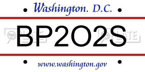 BP2O2S District Of Columbia License Plate