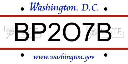 BP2O7B District Of Columbia License Plate