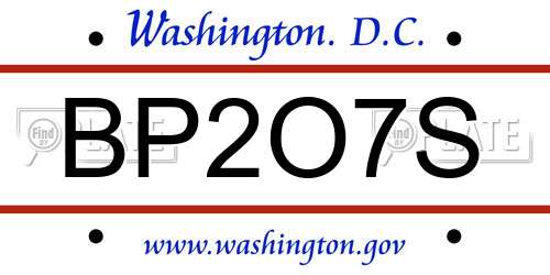 BP2O7S District Of Columbia License Plate