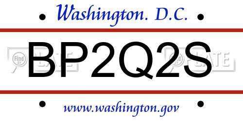 BP2Q2S District Of Columbia License Plate