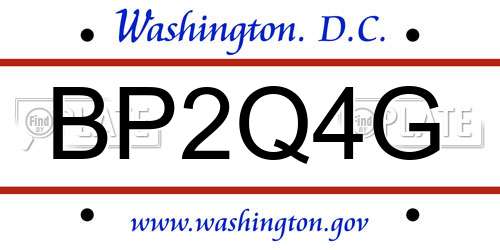 BP2Q4G District Of Columbia License Plate