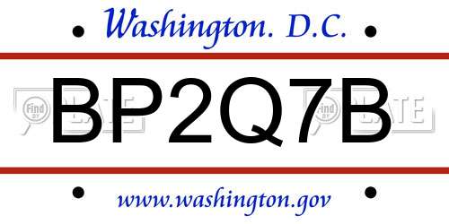 BP2Q7B District Of Columbia License Plate