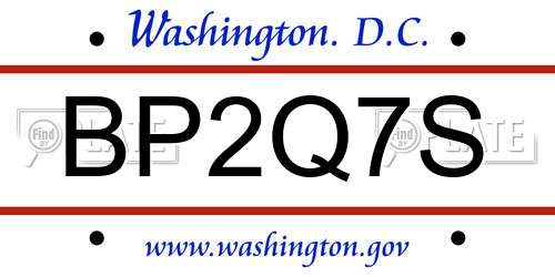 BP2Q7S District Of Columbia License Plate
