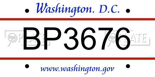 BP3676 District Of Columbia License Plate