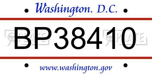 BP38410 District Of Columbia License Plate