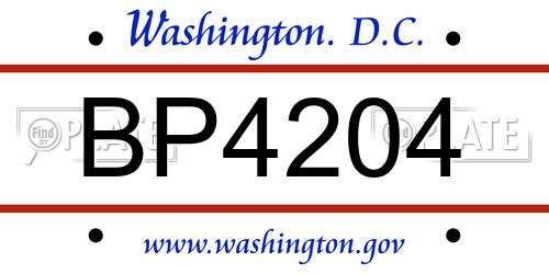 BP4204 District Of Columbia License Plate