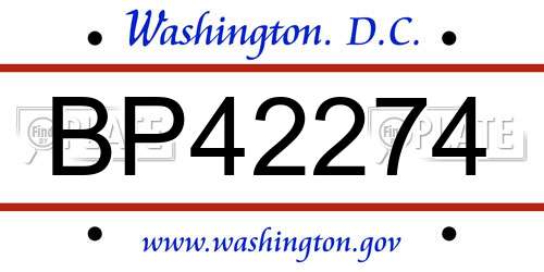 BP42274 District Of Columbia License Plate