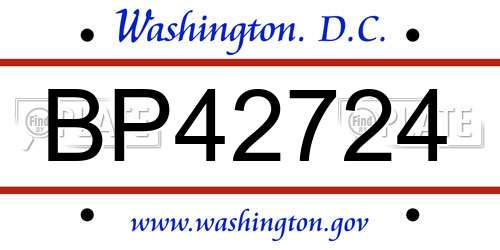 BP42724 District Of Columbia License Plate