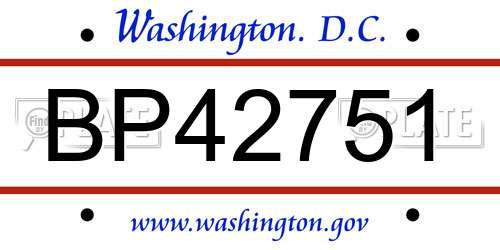 BP42751 District Of Columbia License Plate