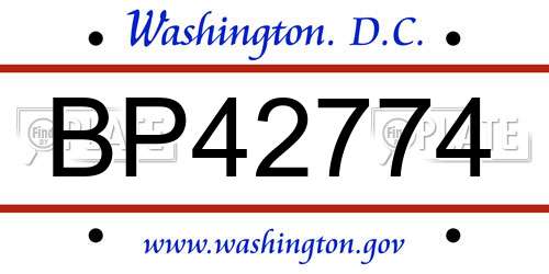 BP42774 District Of Columbia License Plate
