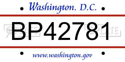 BP42781 District Of Columbia License Plate
