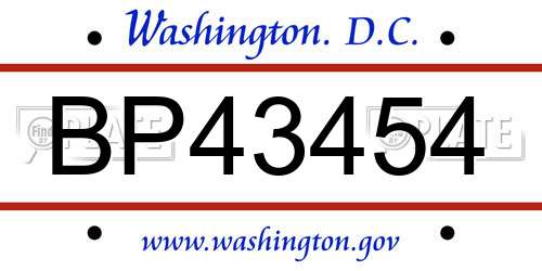 BP43454 District Of Columbia License Plate